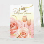 100th Birthday Celebration Pink Roses Invitation (Voorkant)