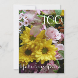 100th Birthday Celebration!-Roze en Gele Floral Kaart