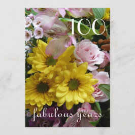 100th Birthday Celebration!-Roze en Gele Floral Kaart