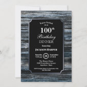 100th Birthday Dinner Wood Party Invitation Kaart (Voorkant)