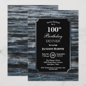 100th Birthday Dinner Wood Party Invitation Kaart (Voorkant / Achterkant)