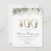 100th birthday Elegant Milestone invitation RSVP Kaartje (Voorkant)