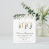 100th birthday Elegant Milestone invitation RSVP Kaartje (Staand voorkant)