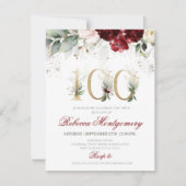 100th birthday Elegant Milestone invitation RSVP Kaartje (Voorkant)