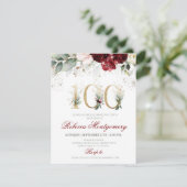 100th birthday Elegant Milestone invitation RSVP Kaartje (Staand voorkant)