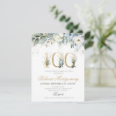 100th birthday Elegant Milestone invitation RSVP Kaartje (Staand voorkant)
