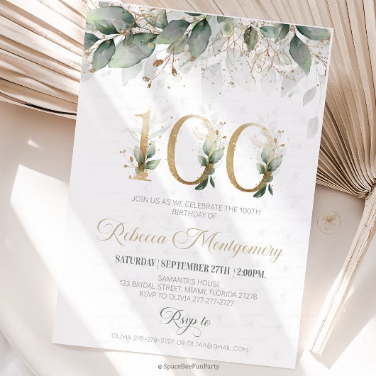 100th birthday Elegant Milestone invitation RSVP Kaartje