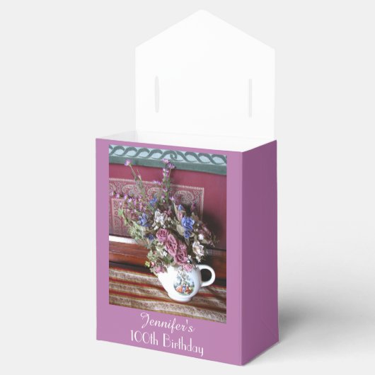 100th Birthday Favor Box, theepot Bedankdoosjes (Geopend)