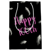 100th Birthday Feathers Medium Gift Bag Cadeauzakje (Voorkant)