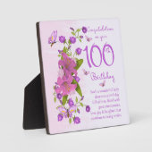 100th Birthday Gift Plaque 5,25 x 5,25 met Easel Fotoplaat (Voorkant)