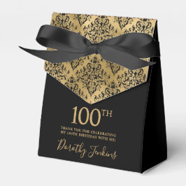 100th Birthday Gold Damask Thank You Bedankdoosjes