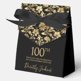 100th Birthday Gold Floral Thank You  Bedankdoosjes