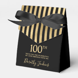 100th Birthday Gold Striped Thank You Bedankdoosjes
