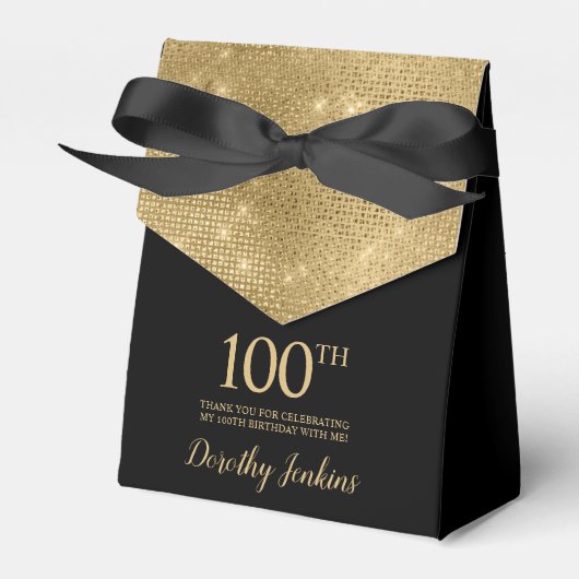 100th Birthday Gold Thank You Favor Box Bedankdoosjes (Voorkant Zijde)