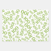 100th Birthday Green and White Number Pattern 100 Inpakpapier Vel (Voorkant 2)