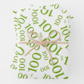 100th Birthday Green and White Number Pattern 100 Inpakpapier Vel (In situ)