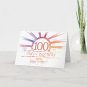 100th Birthday hand getrokken multi-kleurige sunbu Kaart (Voorkant)