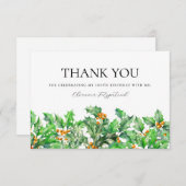 100th Birthday Holly December Birth Flower Custom Bedankkaart (Voorkant / Achterkant)