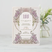100th Birthday Invitation Art Nouveau W. Morris Kaart (Staand voorkant)