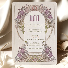 100th Birthday Invitation Art Nouveau W. Morris Kaart