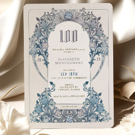 100th Birthday Invitation Art Nouveau W. Morris Kaart