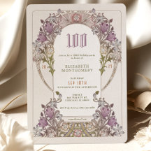 100th Birthday Invitation Art Nouveau W. Morris