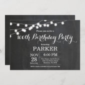 100th Birthday Invitation Chalkboard Kaart (Voorkant / Achterkant)
