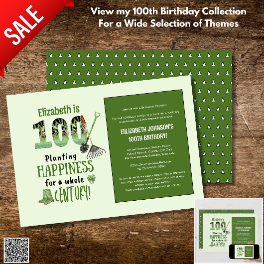 100th Birthday Invites Tuin Party Mannen Vrouwen M Kaart