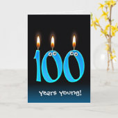 100th Birthday Kandels met Eyebollen Kaart (Gele Bloem)