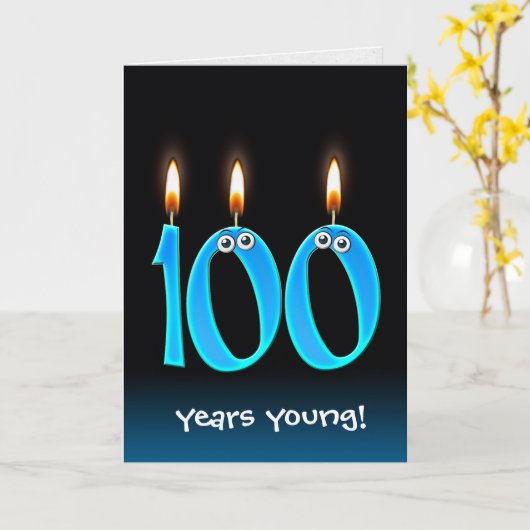 100th Birthday Kandels met Eyebollen Kaart (Gele Bloem)