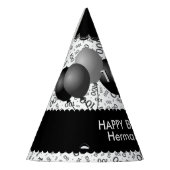 100th Birthday Number Pattern Black/White Scallops Feesthoedjes (Links)