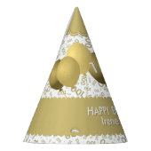 100th Birthday Number Pattern Gold/White Scallops Feesthoedjes (Links)