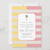 100th Birthday Palm Beach Pastel Stripe Tropical Kaart (Voorkant)