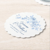 100th Birthday Party Blue Rose Floral Custom Kartonnen Onderzetters (Gekanteld)