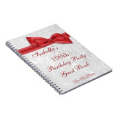 100th Birthday Party Damask and Bow Notitieboek (Rechterzijde)