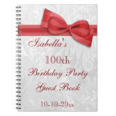 100th Birthday Party Damask and Bow Notitieboek (Voorkant)