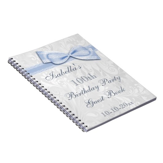 100th Birthday Party Damask and Bow Notitieboek (Rechterzijde)