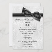 100th Birthday Party Damask en Faux Bow Kaart (Achterkant)