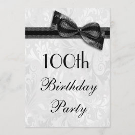 100th Birthday Party Damask en Faux Bow Kaart