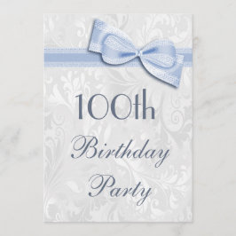 100th Birthday Party Damask en Faux Bow Kaart