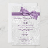 100th Birthday Party Damask en Faux Bow Kaart (Achterkant)