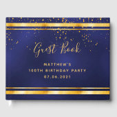 100th Birthday Party dark blue gold confetti Gastenboek (Voorkant)