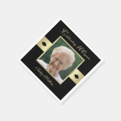 100th Birthday Party Foto op zwart papier Servetten (Hoek)