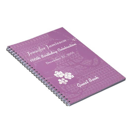 100th Birthday Party Gastenboek, Paarse Bloemen Notitieboek (Rechterzijde)