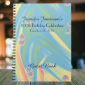 100th Birthday Party Guest Book, Blue, Hearts Notitieboek