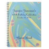 100th Birthday Party Guest Book, Blue, Hearts Notitieboek (Voorkant)