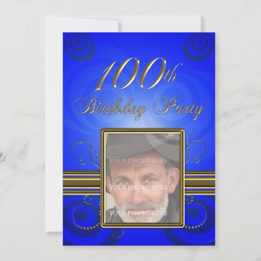 100th Birthday party Invitation Kaart (Voorkant)