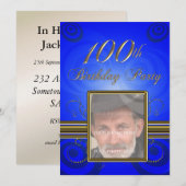 100th Birthday party Invitation Kaart (Voorkant / Achterkant)
