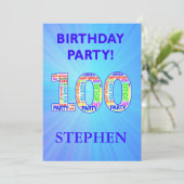 100th Birthday Party Invitation Voeg een naam toe Kaart (Staand voorkant)