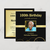 100th Birthday Party Invitations - Foto optioneel Kaart (Voorkant / Achterkant)